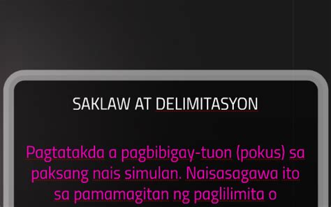 saklaw at delimitasyon halimbawa|SAKLAW AT DELIMITASYON by Nicoline Austria on .